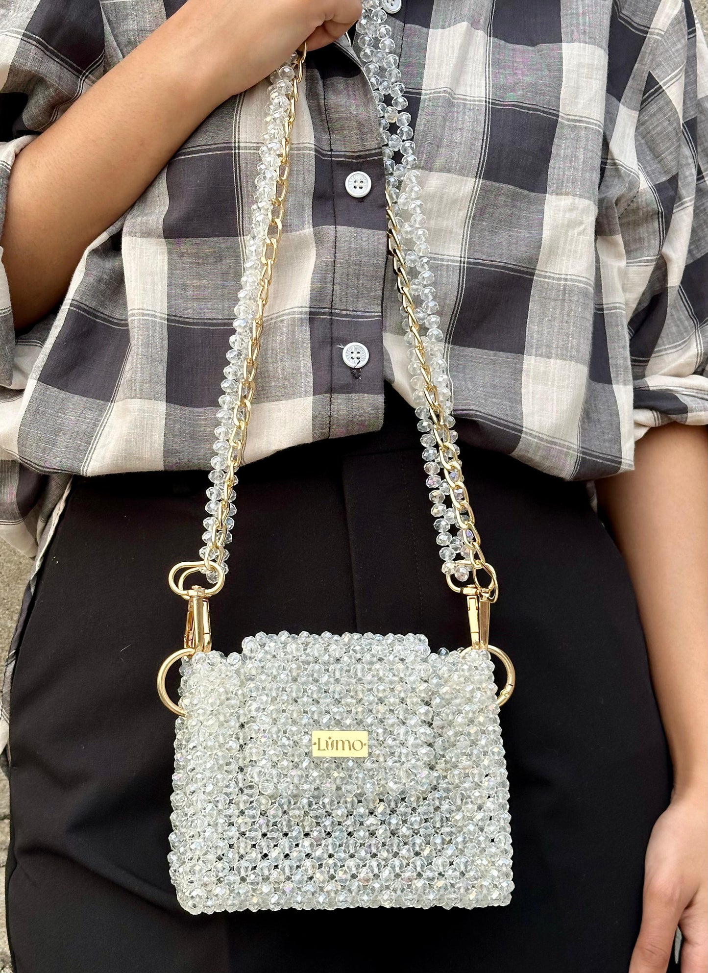 White Crystal Beaded Bag - Timeless Handcrafted Elegance