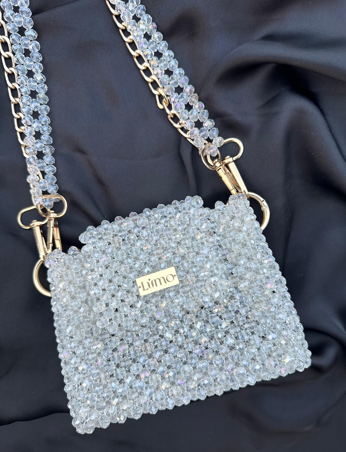 White Crystal Beaded Bag - Timeless Handcrafted Elegance