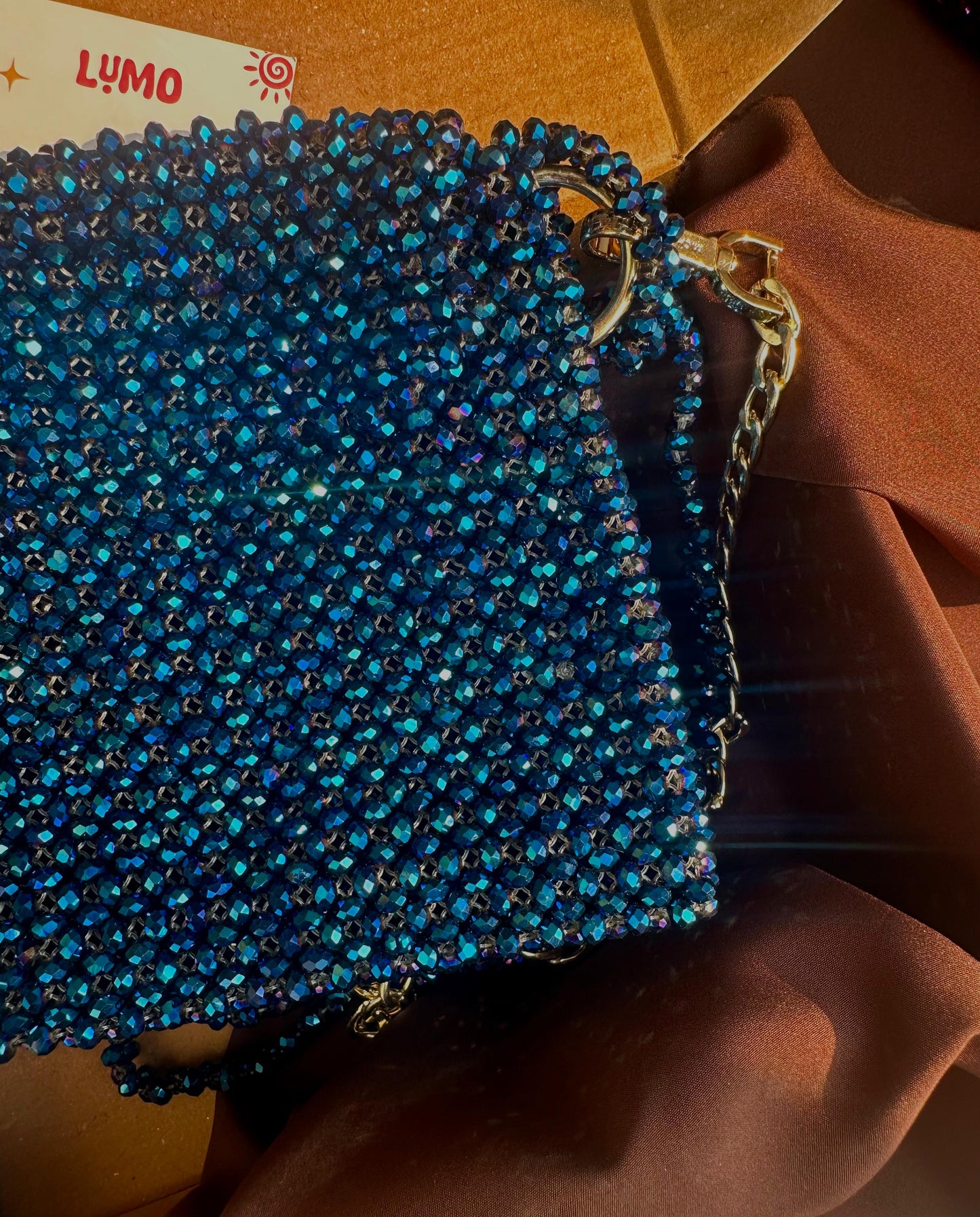 Handmade Blue Beaded Shoulder & Crossbody Bag – Stylish & Versatile