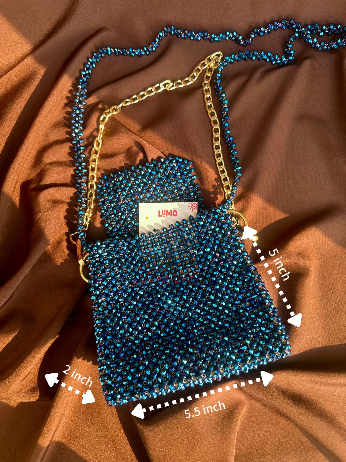 Handmade Blue Beaded Shoulder & Crossbody Bag – Stylish & Versatile