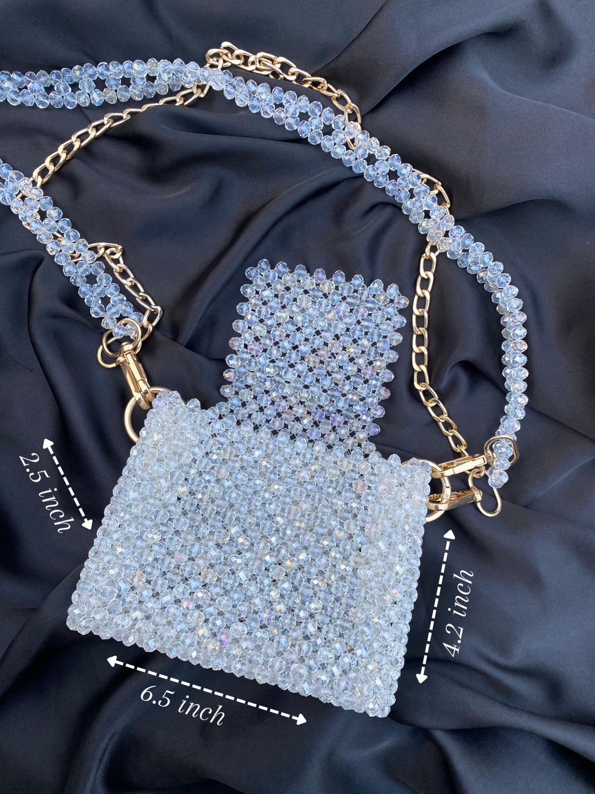 White Crystal Beaded Bag - Timeless Handcrafted Elegance